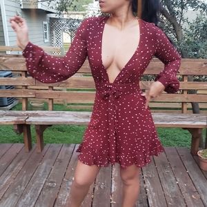 Burgundy Chiffon mini stars dress